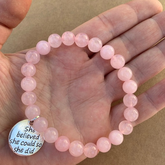 NWT💕Genuine 8mm Rose Quartz Healing Energy Gemstone Crystal Bracelet - Picture 3 of 5